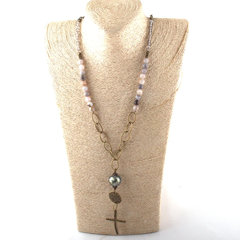 MOODPC Fashion Jewelry Natural Stone & Glass Crystal Long Chain Glass Boll Cross Pendant Necklaces For Women Ethnic Necklace
MOODPC Fashion Jewelry Natural Stone & Glass Crystal Long Chain Glass Boll Cross Pendant Necklaces For Women Ethnic Necklace