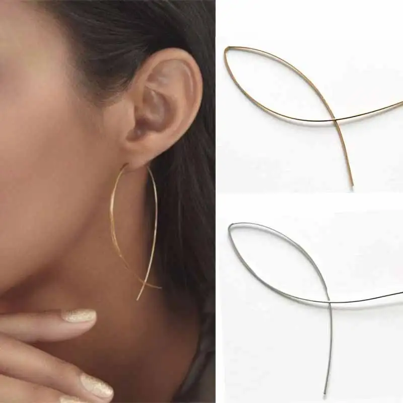 FAMSHIN 2017 New Hot 1 Pair Punk Simple Long Wire Fish Stud Earrings Curved Line Alloy Brinco Earrings Of Women Jewelry
FAMSHIN 2017 New Hot 1 Pair Punk Simple Long Wire Fish Stud Earrings Curved Line Alloy Brinco Earrings Of Women Jewelry