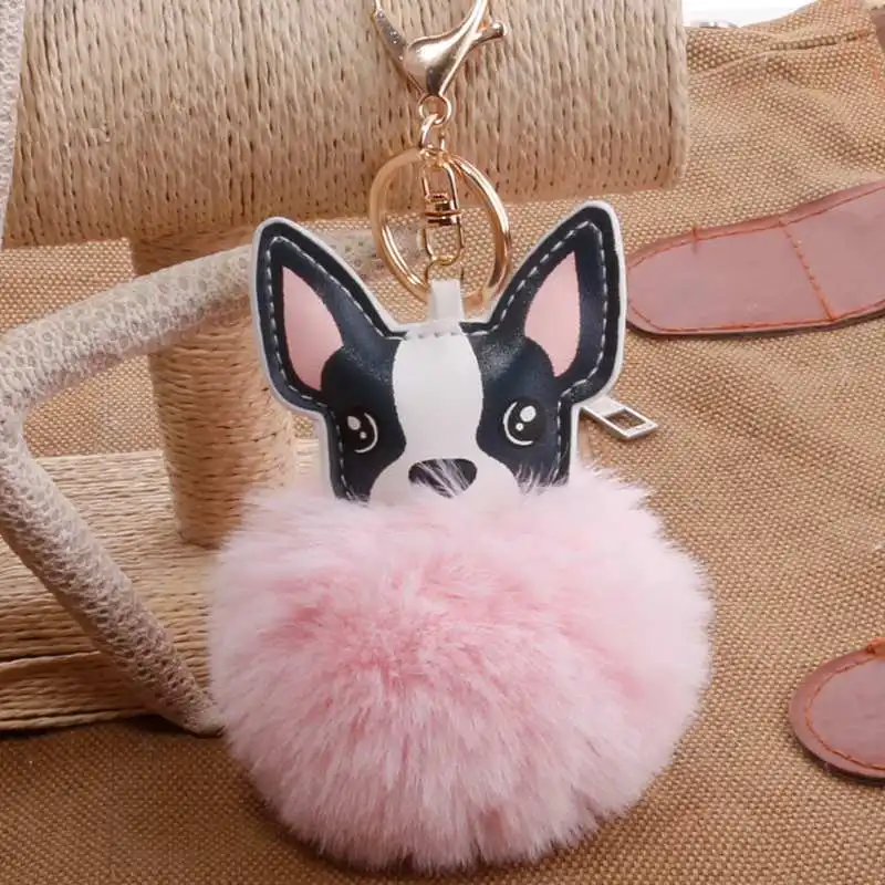 Fluffy Rabbit Fur Ball Dog Keychain Pompom French Bulldog Key Chain Pu Leather Keyring Women Holder Bag Charm Jewelry 
Fluffy Rabbit Fur Ball Dog Keychain Pompom French Bulldog Key Chain Pu Leather Keyring Women Holder Bag Charm Jewelry