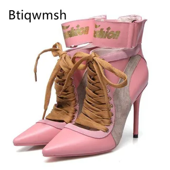 2019 Pink Leather Ankle Boots Woman Pointed Toe Ankle Strap Mixed Color Patchwork Cut Out High Heel Shoes Woman Sexy Sandals
2019 Pink Leather Ankle Boots Woman Pointed Toe Ankle Strap Mixed Color Patchwork Cut Out High Heel Shoes Woman Sexy Sandals