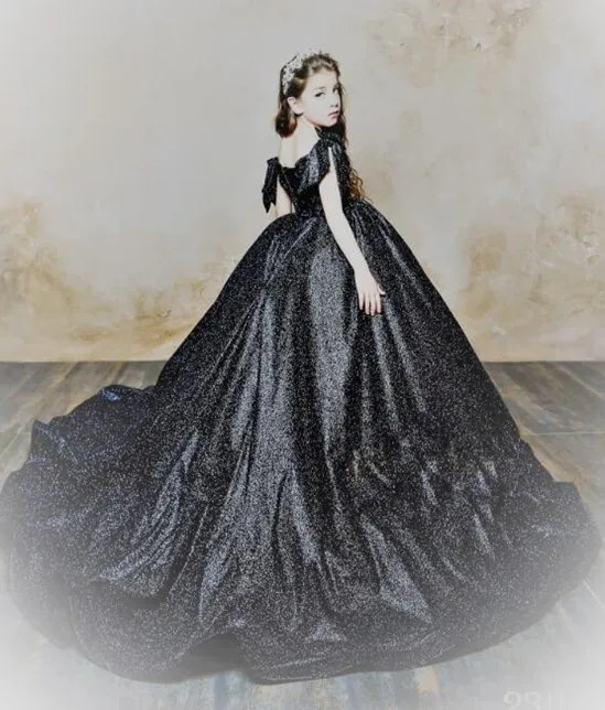 Black Shining Girls Dresses for Wedding V Neck with Bow Long Train Girls Pageant Party Dress Birthday Gown Custom Made Size
Black Shining Girls Dresses for Wedding V Neck with Bow Long Train Girls Pageant Party Dress Birthday Gown Custom Made Size