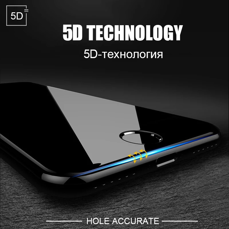5D круглое изогнутое закаленное стекло для iPhone 6 6s 7 8 Plus X XR Xs Max 11 Pro Защитное экрана