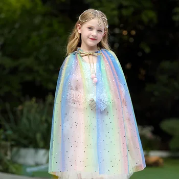 Children Kids Halloween Party Cloak Costume Princess Sequin Coat Birthday Beach Rainbow Cloak Cosplay Costume Yarn Star shawl
Children Kids Halloween Party Cloak Costume Princess Sequin Coat Birthday Beach Rainbow Cloak Cosplay Costume Yarn Star shawl