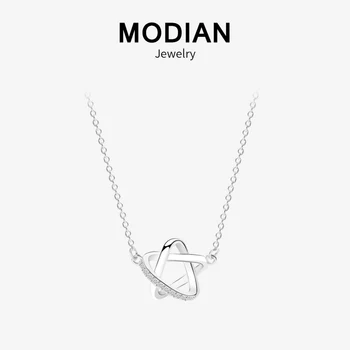 

Modian Hot Sale 1005 925 Sterling Silver 3D Stars Fashion Necklace Pendant For Women 2019 Cute Chain Silver Jewelry Bijoux