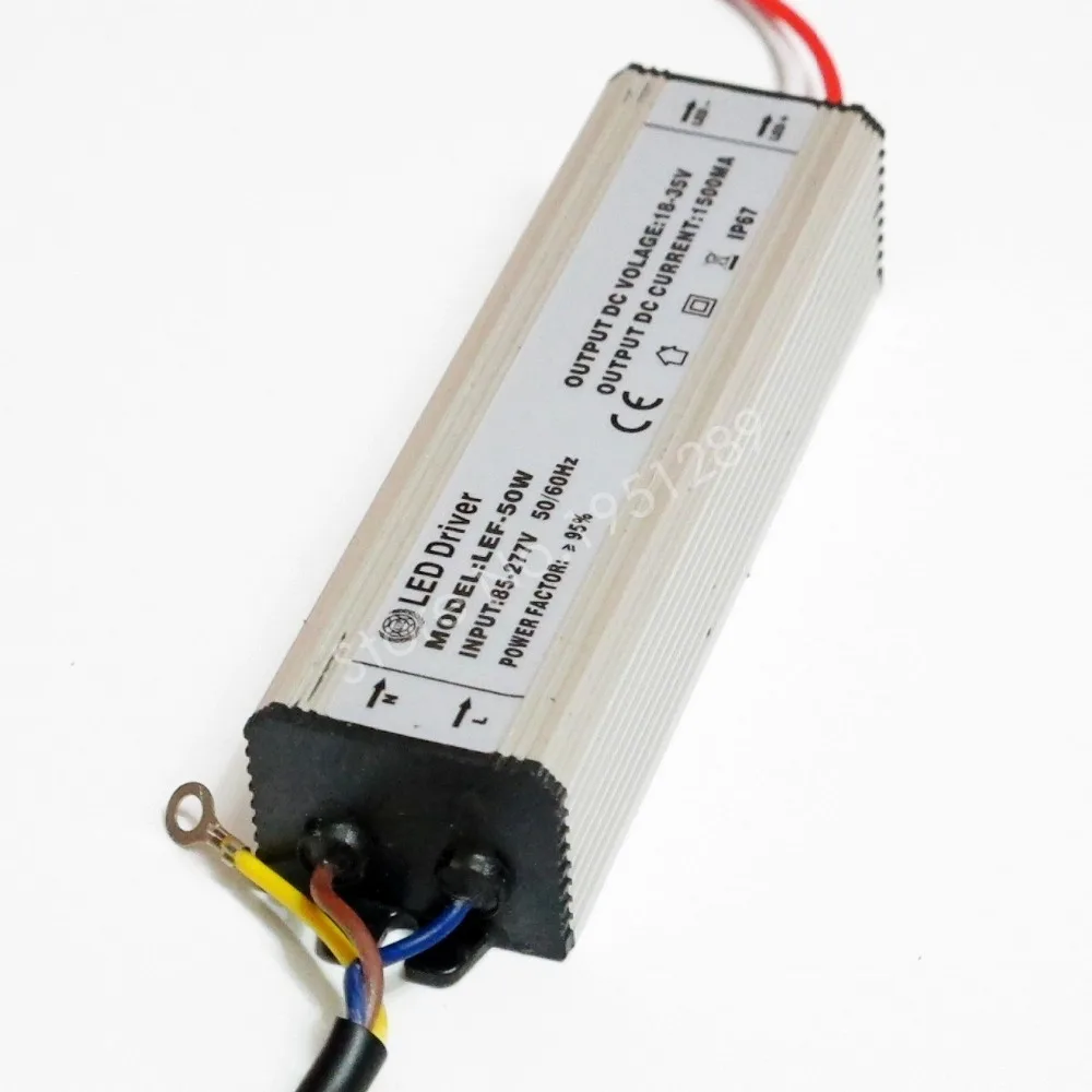 

CE Certified IP67 50W 1500mA Led Driver DC 18V - 35V Power Supply AC 110V 220V 277V for 10 series 5 parallel LED lights