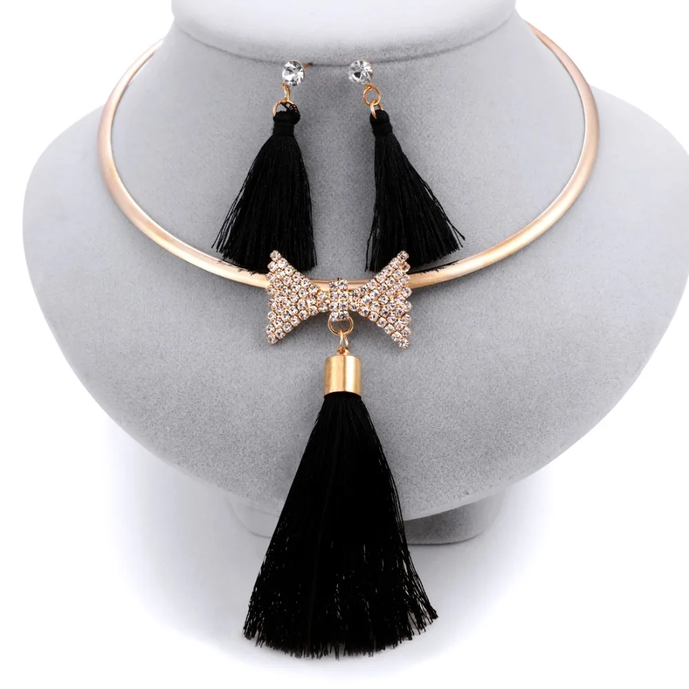 Wedding Jewelry Set Crystal Bow Necklace Earrings Gift For Women's Accessories Dropshipping Gold Chain Tassel Jewelry Sets
Wedding Jewelry Set Crystal Bow Necklace Earrings Gift For Women's Accessories Dropshipping Gold Chain Tassel Jewelry Sets