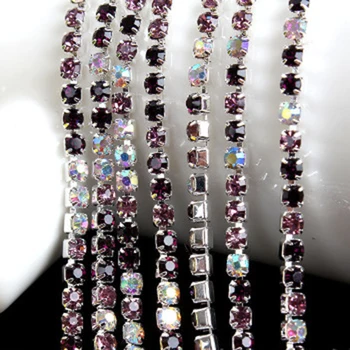 3mm 10M Mixed Colour AB Applique Sew On Rhinestones Chain Sliver Base Encryption For DIY Crafts Jewelry Findings
3mm 10M Mixed Colour AB Applique Sew On Rhinestones Chain Sliver Base Encryption For DIY Crafts Jewelry Findings