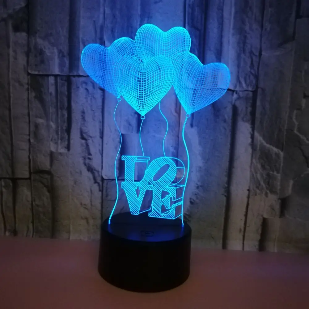 Оптовая торговля четыре любящих Любовь 3d Led красочная Ночная настольная лампа
