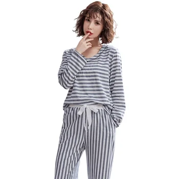 Spring Autumn women striped pajamas sets comfortable cotton home clothing lounge sleepwear long-sleeve pijamas mujer pajama set
Spring Autumn women striped pajamas sets comfortable cotton home clothing lounge sleepwear long-sleeve pijamas mujer pajama set