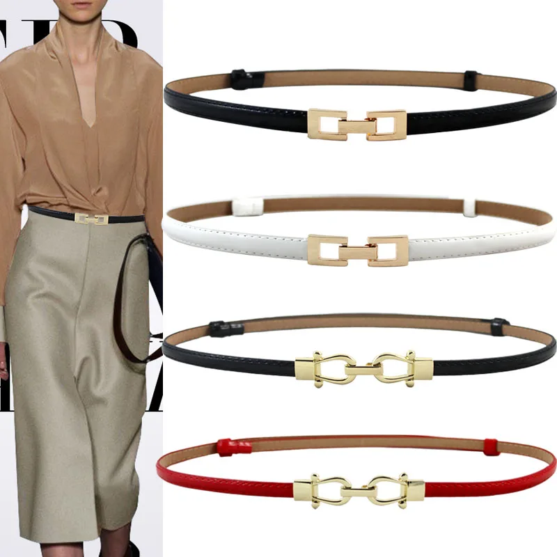 Women black Leather Belt Gold cutout square Alloy Buckle Thin Girdle Waistband Adjustable lady Dress Waist Strap belts For Women
Women black Leather Belt Gold cutout square Alloy Buckle Thin Girdle Waistband Adjustable lady Dress Waist Strap belts For Women