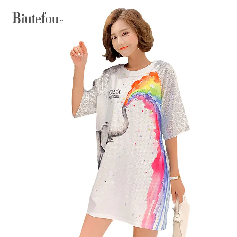 2019 Summer gradient color graffiti women dresses sequins eyelet dresses 
2019 Summer gradient color graffiti women dresses sequins eyelet dresses