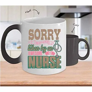 Funny Nurse's Husband Cup, This Guy Is Already Taken By An Awesome Nurse Change color mug, Magic Coffee Heat Sensitive Mug (Colo
Funny Nurse's Husband Cup, This Guy Is Already Taken By An Awesome Nurse Change color mug, Magic Coffee Heat Sensitive Mug (Colo