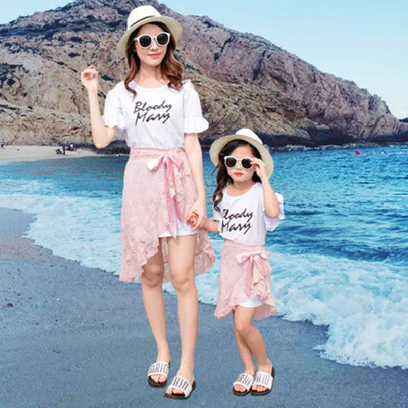 fashion new summer family matching clothes long white tshirts and pink lace skirts with bowknot mother and daughter clothes 36
fashion new summer family matching clothes long white tshirts and pink lace skirts with bowknot mother and daughter clothes 36