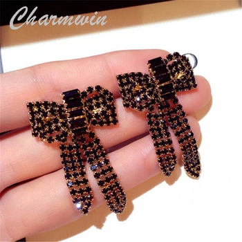 Charmwin New Dangle Earrings Long Earrings For Women Exaggerated Black Rhinestone Bowknot Tassel Earrings Fashion Jewelry PE1905
Charmwin New Dangle Earrings Long Earrings For Women Exaggerated Black Rhinestone Bowknot Tassel Earrings Fashion Jewelry PE1905