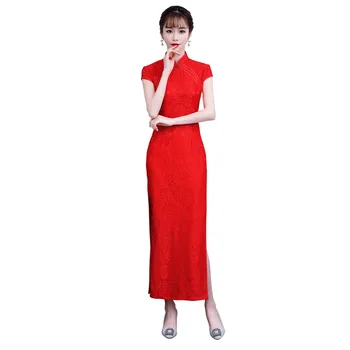 Shanghai Story Top Quality Short sleeve Long cheongsam Lace Qipao High Split chinese dress Oriental Dress 3 Color
Shanghai Story Top Quality Short sleeve Long cheongsam Lace Qipao High Split chinese dress Oriental Dress 3 Color