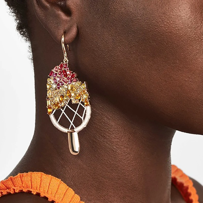 Best lady Brand Design BA Ice Cream Shaped Drop Earrings Women Wedding Gifts Cute Colorful Glass Crystal Statement Earring Party
Best lady Brand Design BA Ice Cream Shaped Drop Earrings Women Wedding Gifts Cute Colorful Glass Crystal Statement Earring Party