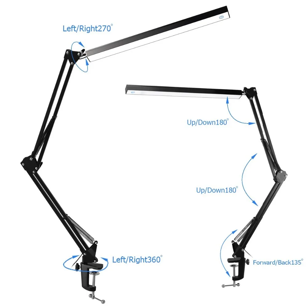 LED Desk lamps Folding Clip-on USB Long Arm Touch Aluminum Alloy Control Dimmable Eye Protection Clamp Light,Black
LED Desk lamps Folding Clip-on USB Long Arm Touch Aluminum Alloy Control Dimmable Eye Protection Clamp Light,Black