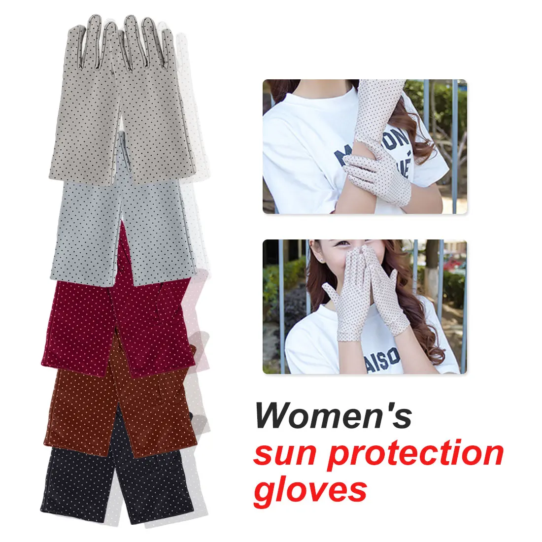 

Fashionable summer drives a woman to train car to drive prevent bask in wrist to cover & mitten dot of mitten of gloves