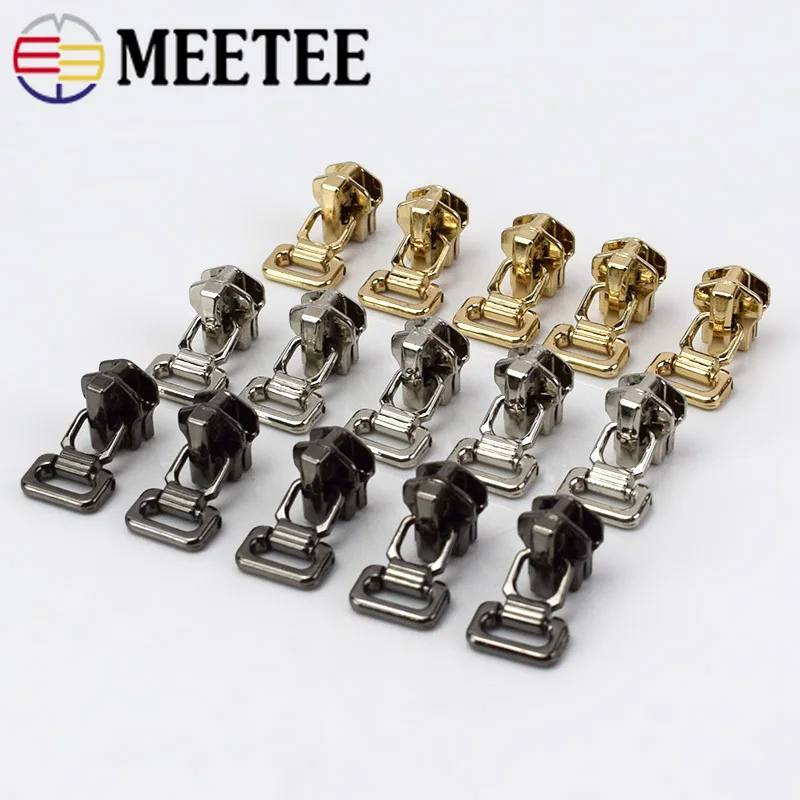 

10/20pcs Meetee 5# Metal Zipper Slider Head Puller Lock for Bags Garment Luggage Zip Closure Sewing Clothing Accessories G3-3