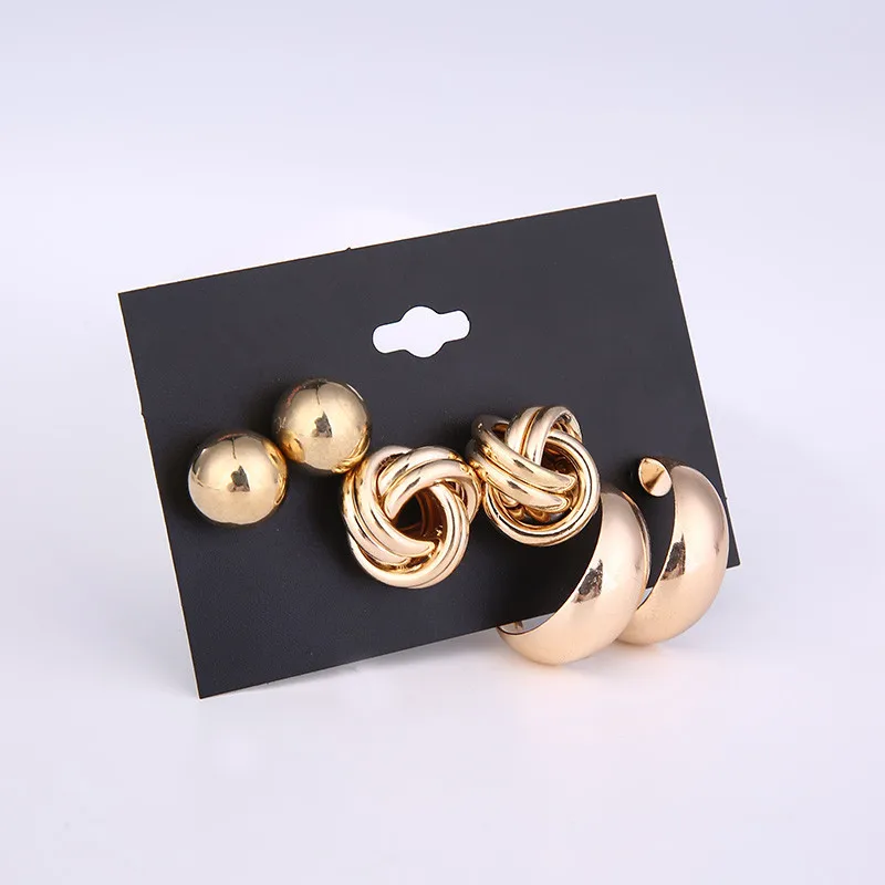 3 pair/set Modern Women Earrings 2019 Fashion Metal Stud Earrings Set For Women Vintage Geometric Earrings Handmade Jewelry Gift
3 pair/set Modern Women Earrings 2019 Fashion Metal Stud Earrings Set For Women Vintage Geometric Earrings Handmade Jewelry Gift