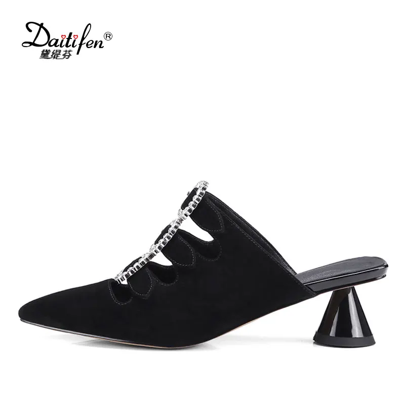 Daitifen Women Slippers Summer Leather Pointed Toe Mules Shoes High Heels Roman Cut Out Crystal Slides Outdoor zapatillas Black
Daitifen Women Slippers Summer Leather Pointed Toe Mules Shoes High Heels Roman Cut Out Crystal Slides Outdoor zapatillas Black