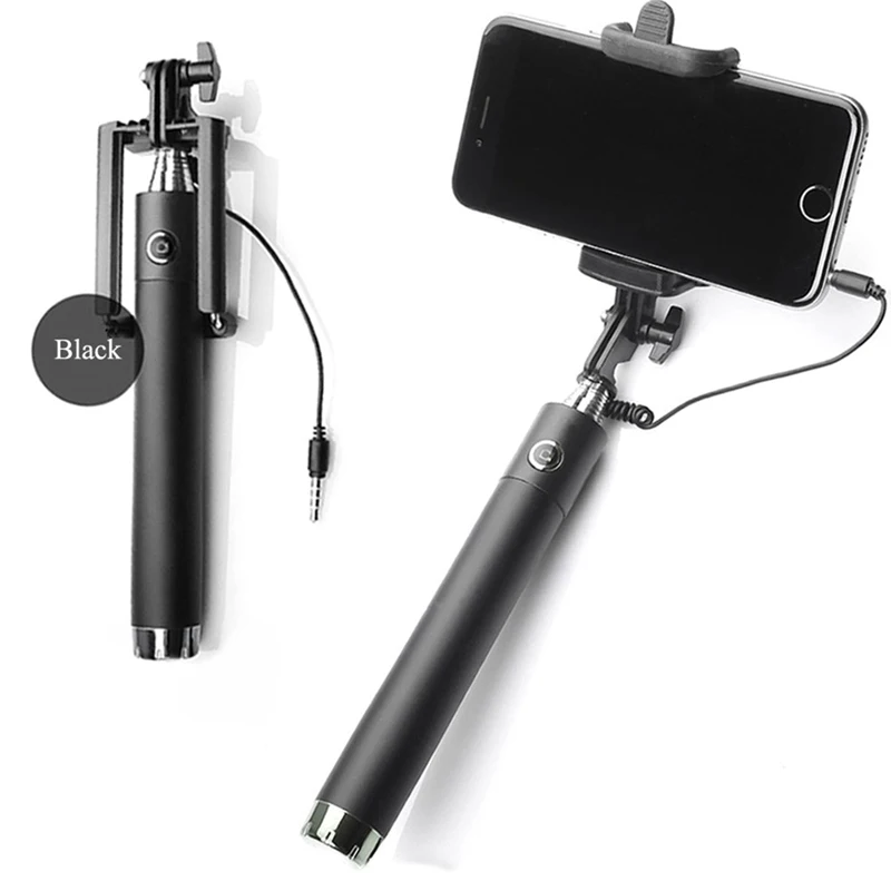 

360 degree Selfie Stick 3.5mm Cable Remote Control Self-portrait Monopod Extendable Selfie Handheld Stick for iPhone Android
