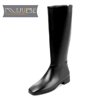 MLJUESE 2018 women Knee-high boots cow leather autumn spring black color low heels zippers women high boots female boots
MLJUESE 2018 women Knee-high boots cow leather autumn spring black color low heels zippers women high boots female boots