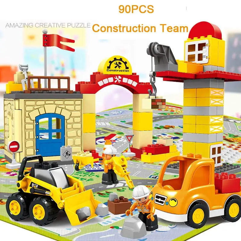 Large Size 90pcs/set City Construction Team Engineering Team Model Construction Worker Figures Toy Compatible With Duploe
Large Size 90pcs/set City Construction Team Engineering Team Model Construction Worker Figures Toy Compatible With Duploe