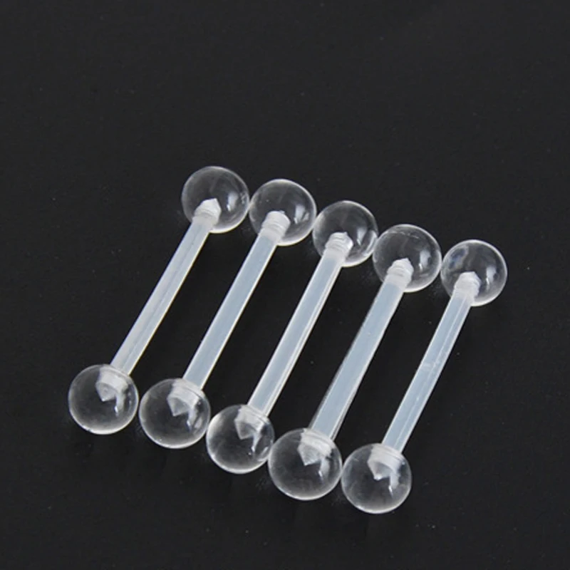 5 Pieces/lot 14G Clear Soft Transparent Tongue Ring Flexible Tongue Nipple Straight Barbell Body Piercing
5 Pieces/lot 14G Clear Soft Transparent Tongue Ring Flexible Tongue Nipple Straight Barbell Body Piercing