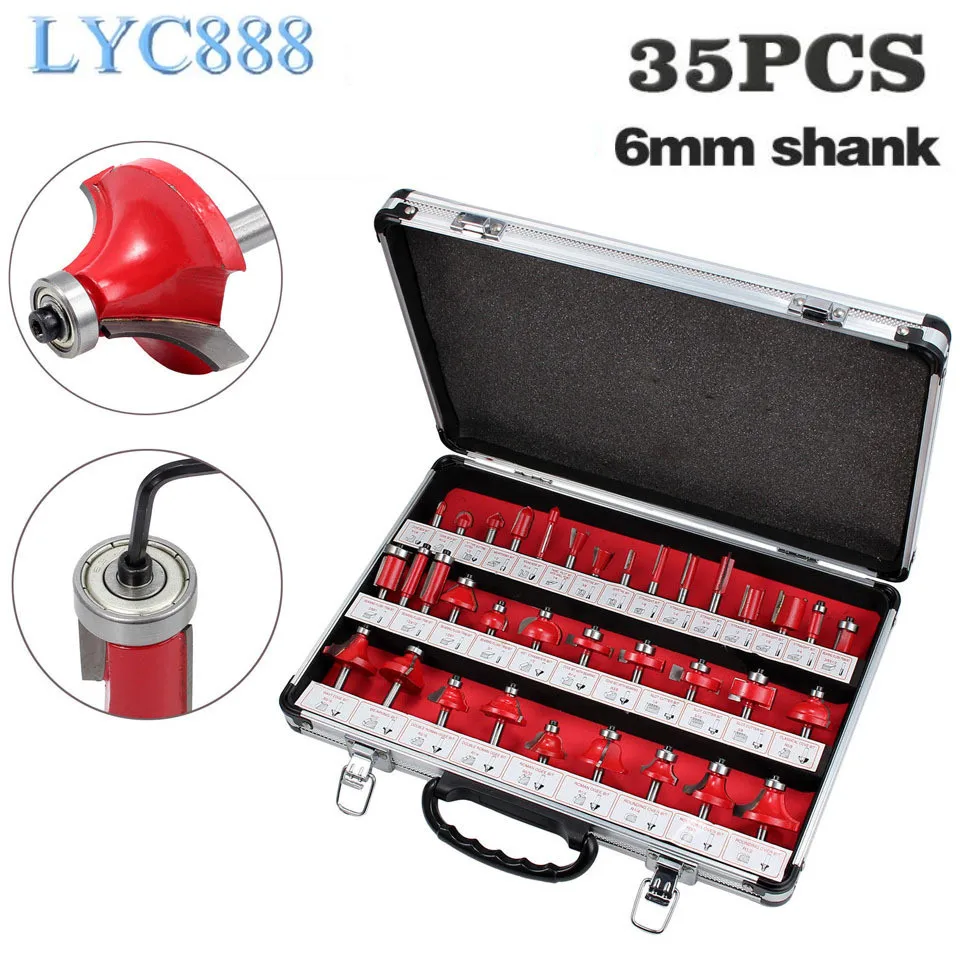 35pcs/set Milling Cutter Router Bit Set 6mm Shank Mill Woodworking Wood Cutters Tool For Wood Handmade Engraving Cutting Tools
35pcs/set Milling Cutter Router Bit Set 6mm Shank Mill Woodworking Wood Cutters Tool For Wood Handmade Engraving Cutting Tools