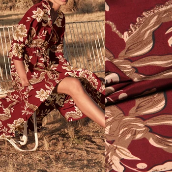 114CM Wide 14MM Silk Brown Red Floral Print Silk Crepe de Chine Fabric for Dress Shirt Clothes Cheongsam D834
114CM Wide 14MM Silk Brown Red Floral Print Silk Crepe de Chine Fabric for Dress Shirt Clothes Cheongsam D834