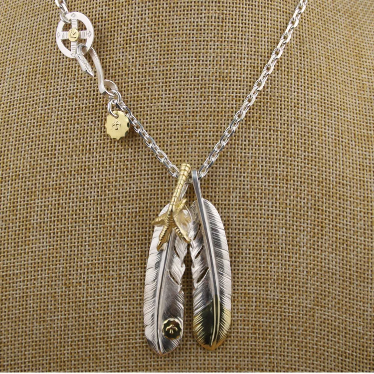 BOCAI set first Gold Eagle Feather Necklace Pendant in Sterling Silver BOCAI hand engraved
BOCAI set first Gold Eagle Feather Necklace Pendant in Sterling Silver BOCAI hand engraved