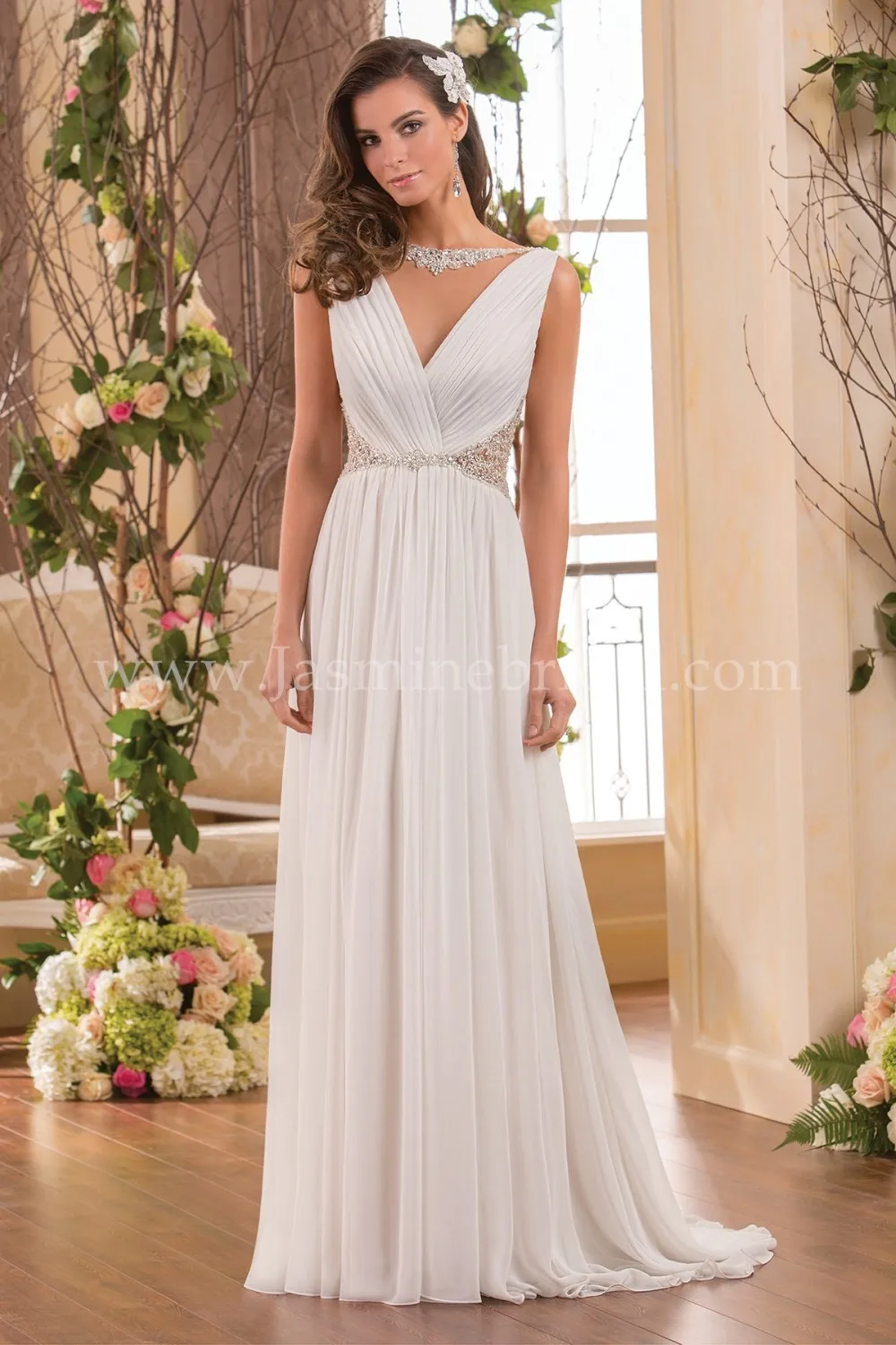 Vestido de noiva Romantic Long Beach Wedding Dress 2015 V-neck Backless A-Line Court Train Beading Chiffon Bridal Gown Casamento
Vestido de noiva Romantic Long Beach Wedding Dress 2015 V-neck Backless A-Line Court Train Beading Chiffon Bridal Gown Casamento