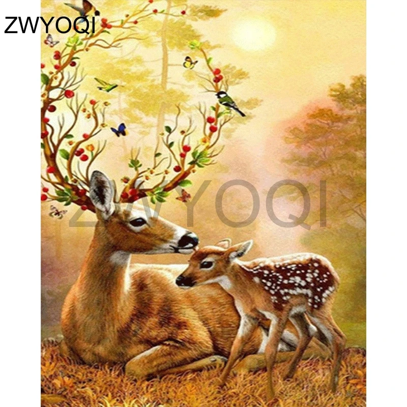 Круглая Алмазная вышивка крестиком Sika deer полноразмерная картина fruit DIY3D мозаика |