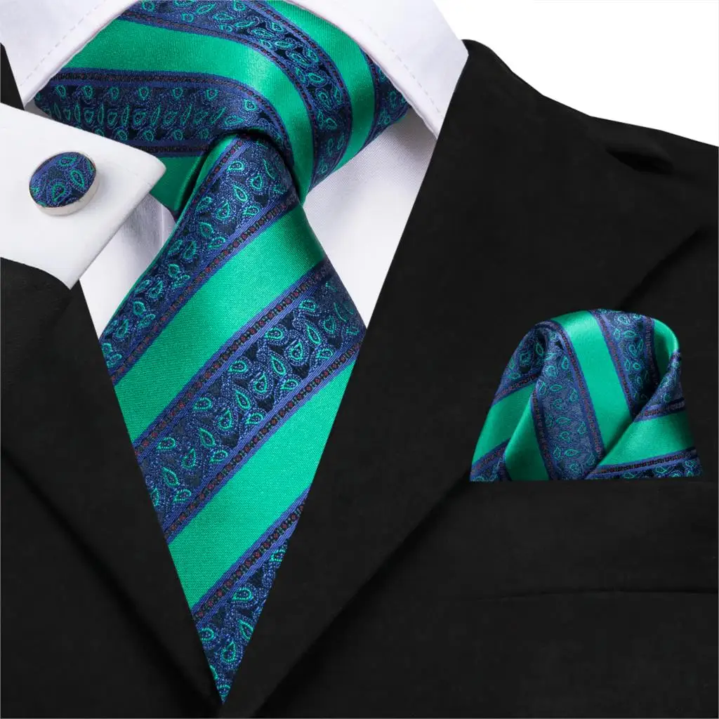 C-3131 Hi-Tie Luxury Silk Men's Fashion Green Striped Tie Necktie Handkerchief Cufflinks Set Men's Party Wedding Tie Set 8.5cm
C-3131 Hi-Tie Luxury Silk Men's Fashion Green Striped Tie Necktie Handkerchief Cufflinks Set Men's Party Wedding Tie Set 8.5cm
