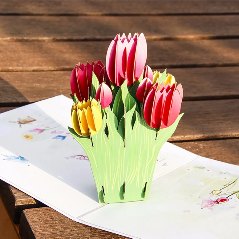 Nice Gift 3D Pop Up Tulips Flowers Greeting Card Christmas Birthday Happy New Year Invitation Handicrafts Card Gift W110
Nice Gift 3D Pop Up Tulips Flowers Greeting Card Christmas Birthday Happy New Year Invitation Handicrafts Card Gift W110
