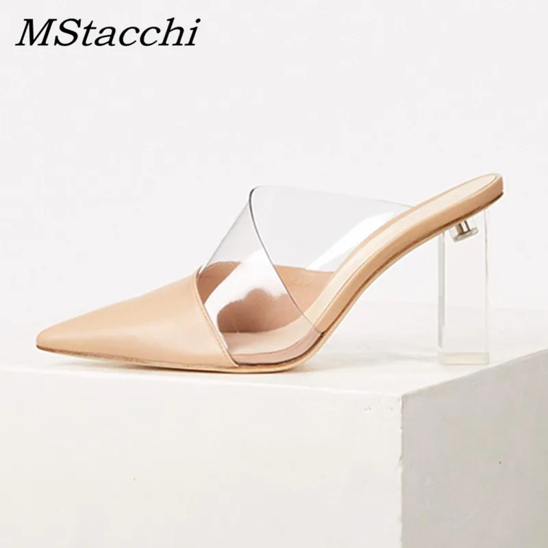 MStacchi Summer PVC Slippers Women Pointed Toe High Heels Shoes Woman Transparent Crystal Thick Heel Cover Toe zapatos de mujer
MStacchi Summer PVC Slippers Women Pointed Toe High Heels Shoes Woman Transparent Crystal Thick Heel Cover Toe zapatos de mujer