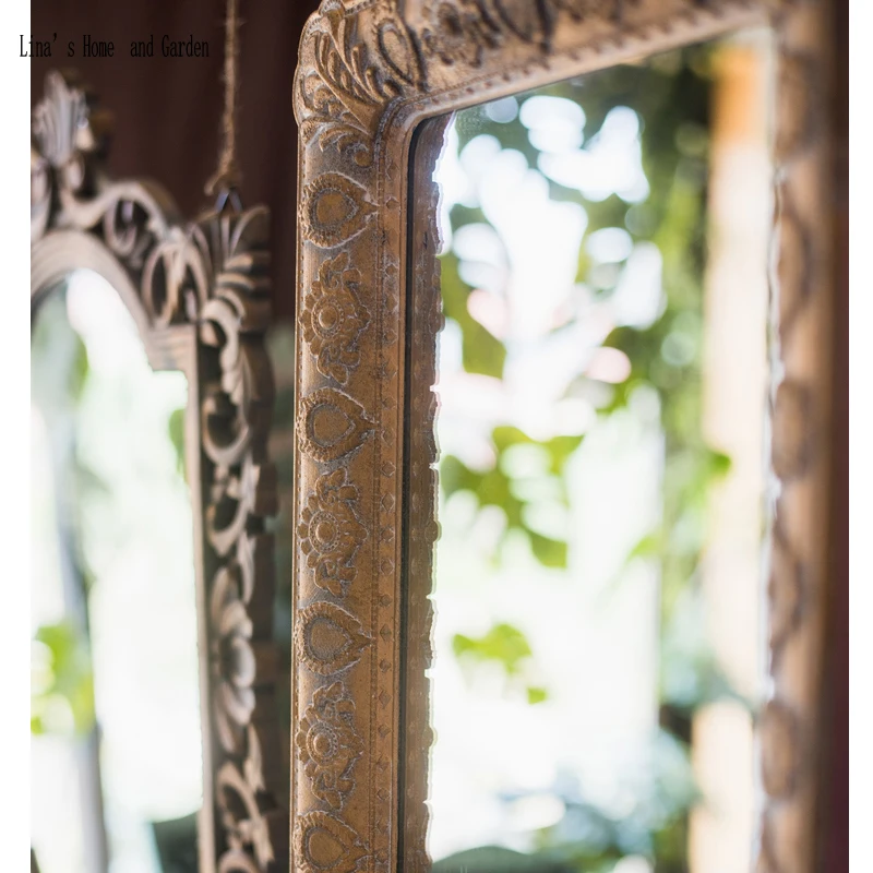 handcrafted classic antique french gold rectangle mdf wall mirror (3)