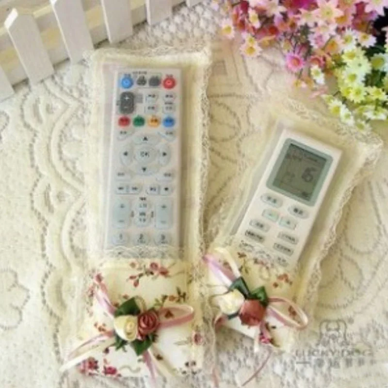 TV Air Conditioning Remote Control Case Cover Bowknot Lace Cover Greaseproof Anti-Dust Bowknot Mini Cover Bags