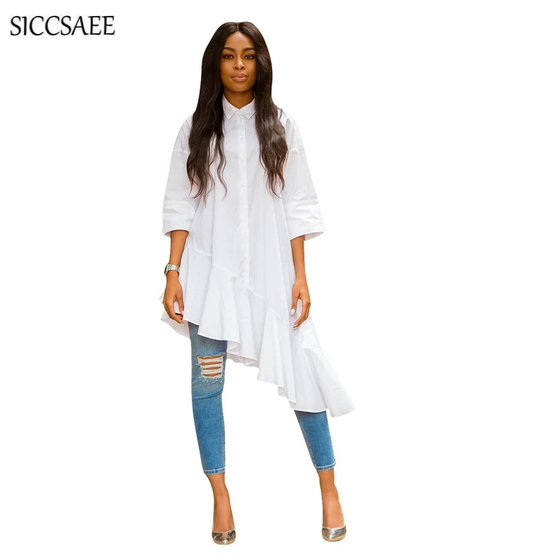 White Maxi Tshirt Dress Asymmetrical Vestidos Verano 2018 Fall Turn Down Collar Ruffles Knee Length Casual Korean Fashion Loose
White Maxi Tshirt Dress Asymmetrical Vestidos Verano 2018 Fall Turn Down Collar Ruffles Knee Length Casual Korean Fashion Loose