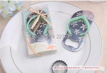 

100pcs/lot blue pink Flip flop wine bottle opener with starfish design wedding favor guest gift Wedding giveaways