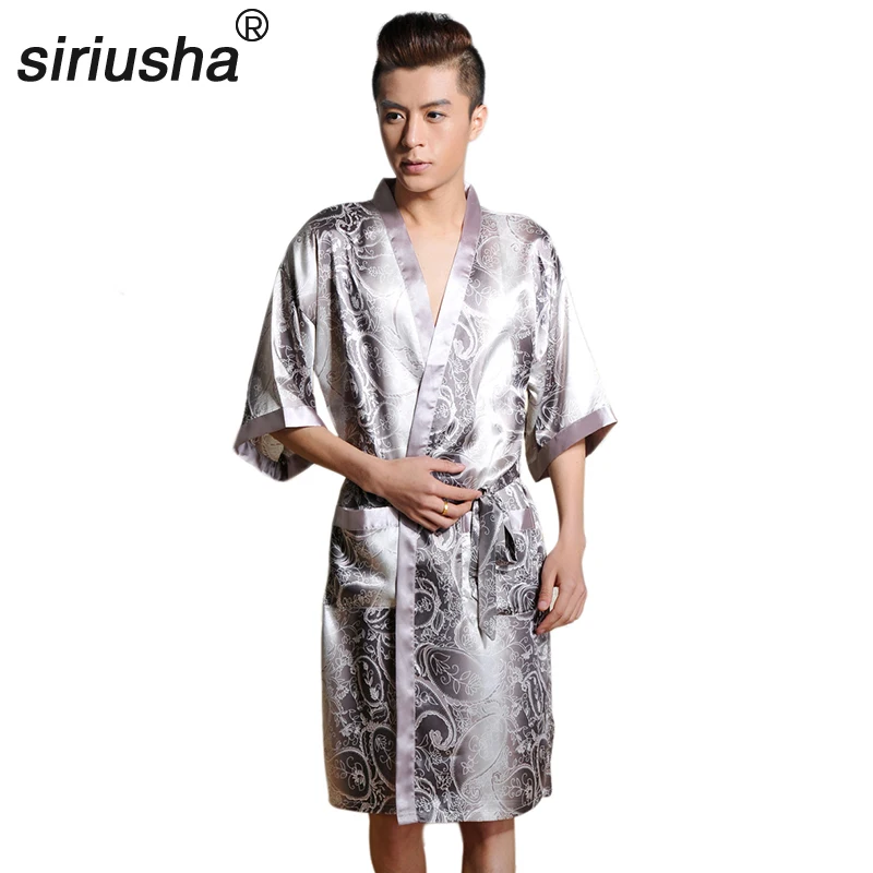Siriusha Spring and autumn male long design silk robe short-sleeve bathrobes male plus size summer thin silk 100% sleepwear
Siriusha Spring and autumn male long design silk robe short-sleeve bathrobes male plus size summer thin silk 100% sleepwear