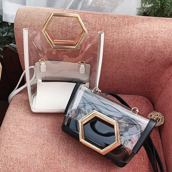 Clean Transparent PVC Shoulder Bags Metal Handle Handbag Women Composite Bag Messenger Crossbody Bag Torebka
Clean Transparent PVC Shoulder Bags Metal Handle Handbag Women Composite Bag Messenger Crossbody Bag Torebka