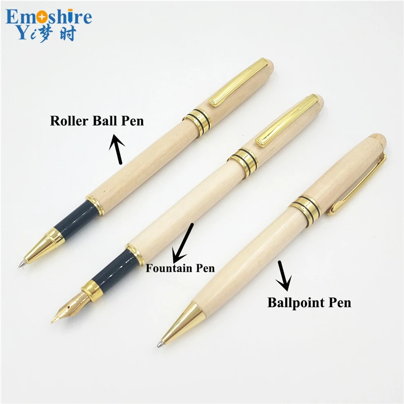 Emoshire Wooden Cufflinks Roller Ball Pen Fountain Pen Ballpoint Pen Set (7)