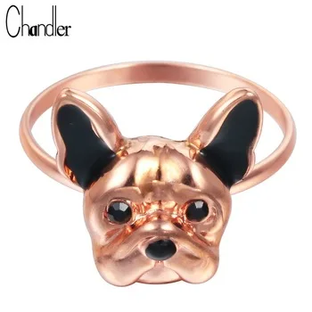 Wholesale 10pcs Unique Bronze French Bulldog Rings For Women Midi Finger Bague Vintage Animal Puppy Jewelry Feminino Accessaries