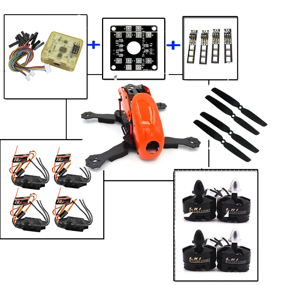 Robocat 4-Axis Carbon Fiber Quadcopter Frame CC3D LHI 2204 Motor 12A ESC props ~RC01 Orange | Игрушки и хобби
