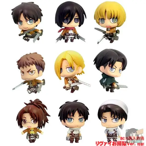 9Pcs/Set Attack on Titan Figure Mikasa Ackerman Eren Rivaille Armin Sasha Blaus Hanji Zoe PVC Figures Toys 7cm
9Pcs/Set Attack on Titan Figure Mikasa Ackerman Eren Rivaille Armin Sasha Blaus Hanji Zoe PVC Figures Toys 7cm