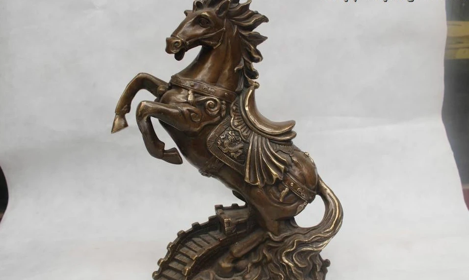 15"Chinese Folk Pure Bronze excellent Lucky Money drawing Horse Statue