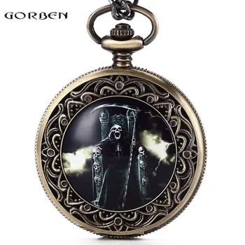 GORBEN Vintage Skull Death holding A Sickle Sit in The Chair Design Quartz Pocket Watch FOB Chain Pendant Women Men's Gift GO61
GORBEN Vintage Skull Death holding A Sickle Sit in The Chair Design Quartz Pocket Watch FOB Chain Pendant Women Men's Gift GO61
