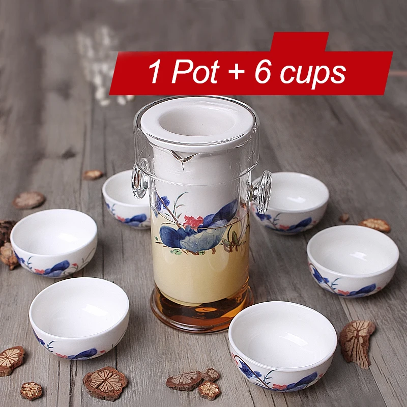 220ML Heat-resistant Glass Tea Set Chinese Kung Fu Flower Ceramic Teapot With Filter Kettle Blue and White Porcelain Sets
220ML Heat-resistant Glass Tea Set Chinese Kung Fu Flower Ceramic Teapot With Filter Kettle Blue and White Porcelain Sets
